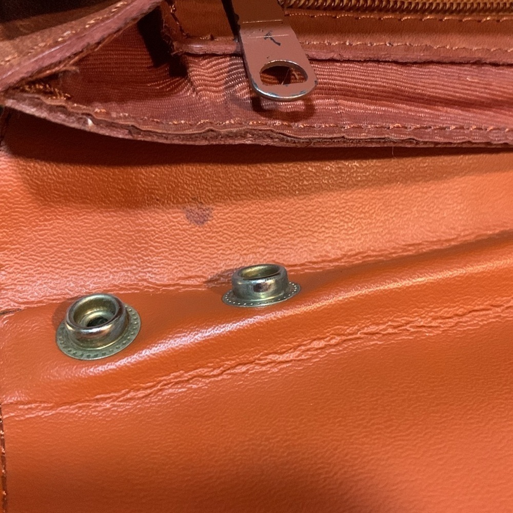 Vintage 70s Brown Genuine Leather Clutch Purse Envelope Style Hand Bag - Picture 8 of 9